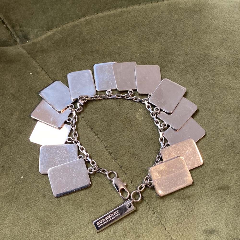 Burberry RARECheck Pattern Engraved & Embossed Multi Tag Gun Metal Tone Bracelet - Picture 2 of 3